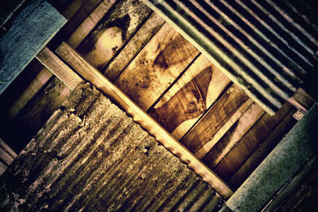 Rusty metal with colour wood for background and texture