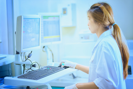 asia women working in laborytory at hospitalの写真素材