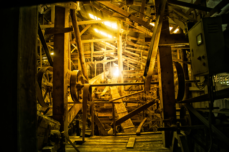 vintage Rice mill process production line. Old rice mill  factoryの写真素材
