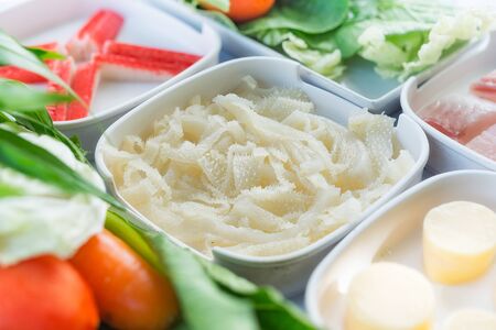 cow entrails, set of food suki is japanese food in restaurants, soup, thai styleの写真素材