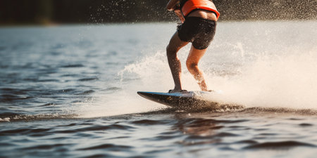 Living a healthy lifestyle and staying active. Water sports theme. Summer by the sea. Generative AIの素材