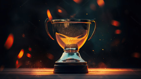 Winner trophy with flames and blurred background. Generative AIの素材