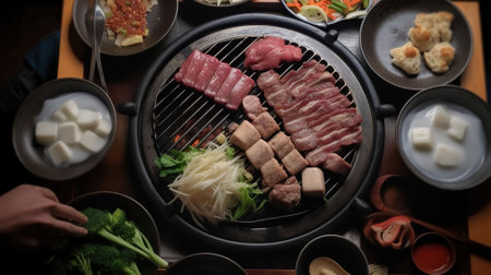 Traditional Korean Sauces with Authentic Korean BBQ Experience. Generative AIの素材