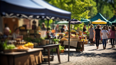 Summer Garden Market Escapade. Food, Drinks, and Leisure in the Park Market. Generative AIの素材