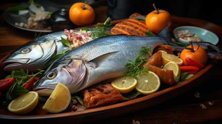 Explore the Diverse Flavors of Freshly Caught Fish, A Feast for Seafood Enthusiasts. Crafted with Culinary Excellence. Generative AIの素材