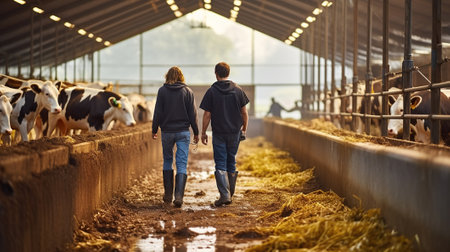 The Grit of Cattle Farm Workers. Generative AIの素材