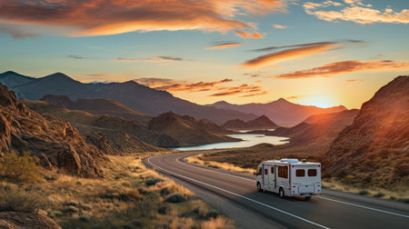 Highway to Freedom. Planning the Ultimate Family RV Adventure. Generative AIの素材