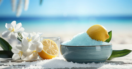 A sensory retreat with an aroma and salt scrub setting, a perfect blend for a refreshing spa dayの素材