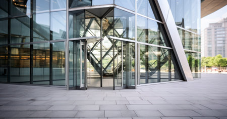 The Exquisite Architectural Fragment Defining a Modern Building's Entranceの素材