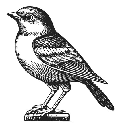 Capture the essence of nature with this intricate vintage engraving of a songbird. Ideal for art enthusiasts and nature lovers alike, this artwork showcases fine details and craftsmanship.のイラスト素材
