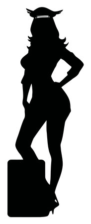 This elegant silhouette features a stylish woman in a dynamic pose, exuding confidence and beauty. Ideal for fashion or graphic design projects.のイラスト素材