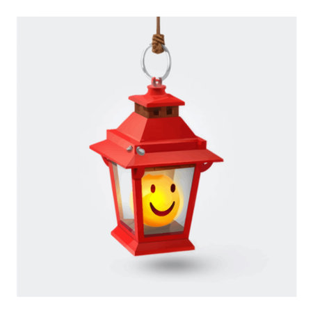 Bright and charming red lantern featuring a smiling face, ideal for enhancing a cheerful atmosphere. Perfect for decoration in various settings.のイラスト素材