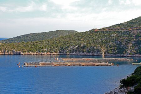 Fish farms in Peloponesse, Greeceのeditorial素材