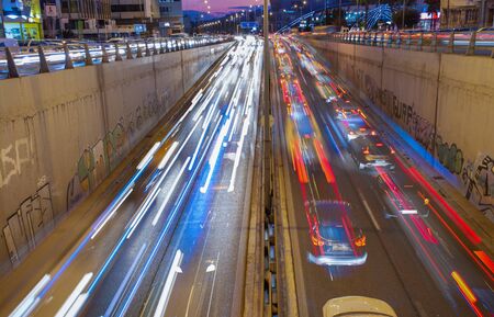 Long exposure of street traffic at nightのeditorial素材