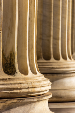 Classical marble pillars detail on the facade of National Academy of Athens, Greeceの写真素材