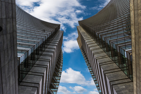 Milan skyline with modern skyscrapers in Porta Nuova business district, Italy.の写真素材