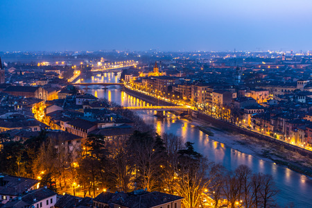 Beautiful sunset view of Verona, Veneto region, Italyの写真素材