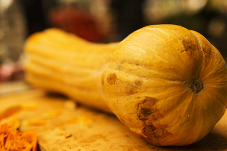 Ripe pumpkin on the market, close upの写真素材