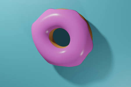 Glazed donut or doughnut 3d renderingの写真素材
