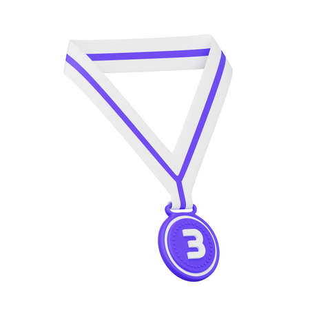 3d render third place medal icon isolated on white backgroundの写真素材