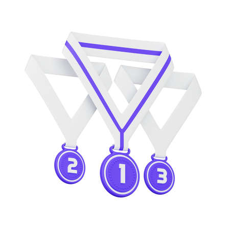 3d render winner medals icon isolated on white backgroundの写真素材