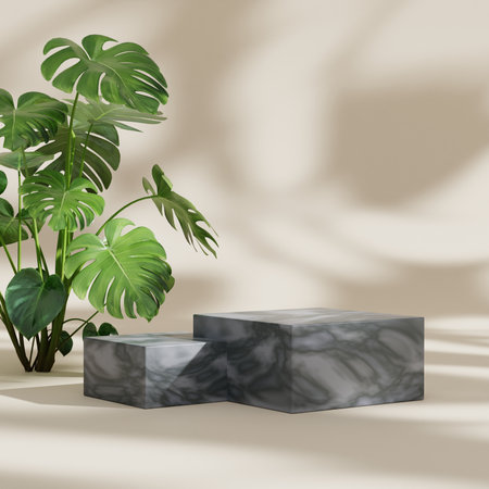 3d render aesthetic podium display for product promotion background illustration isolatedの写真素材