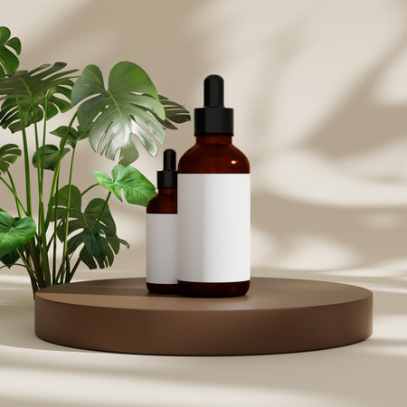 Cosmetic dropper bottle mockup renderingの写真素材