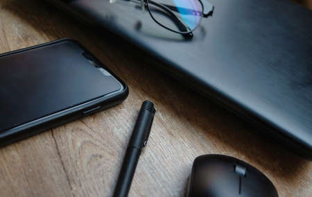 Technology (Hi-Tech) work from home backgroundのeditorial素材