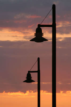 Lamp Posts at Duskの写真素材