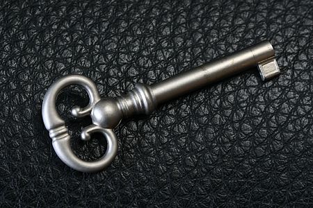 Skeleton Key on Black Leatherの写真素材