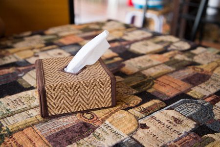 Tissue Box with Tableclothの写真素材