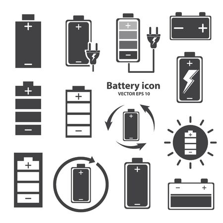 Battery icon design on white background. vector illustration.のイラスト素材