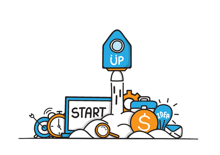 Doodle hand drawn start up concept.のイラスト素材