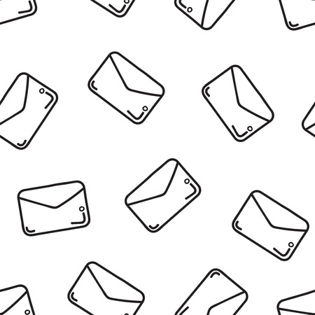 hand-drawn doodle, envelope seamless background. Vector illustration.のイラスト素材