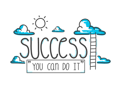 Hand-drawn doodle. Way to success you can do it. Vector illustration. のイラスト素材