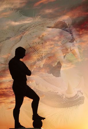 footballer standing proudの写真素材