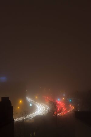 Busy street in Kreuzberg, Berlin at nightの写真素材
