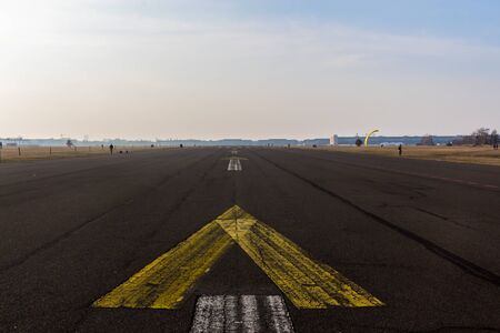 Runway of the former airport tempelhof now being used as a park for the peopleの写真素材