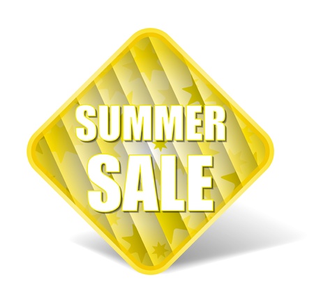 Summer Sale - Information Message For Customers With Nice Square Background Contain Plastic Stripes With Suns In Yellow Colorの写真素材