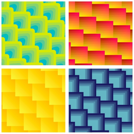 Collection Of Four Seamless Colorful Square Patterns. のイラスト素材