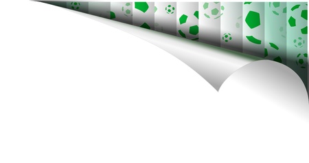 White Paper Page With Fotball Balls In thin White Frame In Curl.のイラスト素材