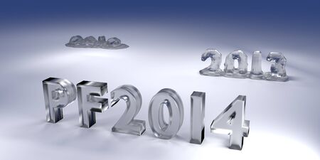 Rendered 3D Glossy Melted Icy Text PF 2014の写真素材