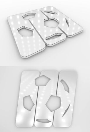 Set Of Two 3D Rendered Glossy Football Symbol White Colourless Templateの写真素材