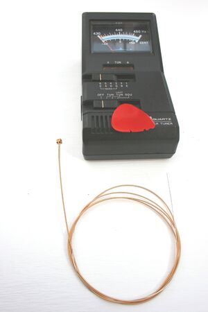 Guitar tuner and string.