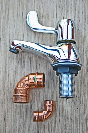 Tap and copper joints.の写真素材