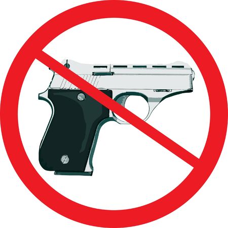 No Guns Allowed Sign. Weapons Banned. Vector Illustrationのイラスト素材