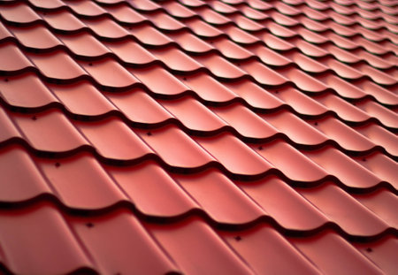 Simple shot of pattern of a red tiles of teh roof.の写真素材