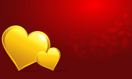 Golden Heart on red for valentine dayのイラスト素材