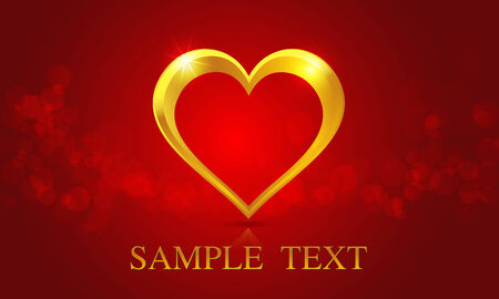 Golden Heart on red for valentine dayの写真素材