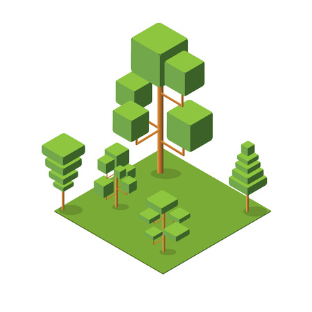 Isolated Isometric 3D Tree, Isomatric setのイラスト素材